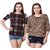 Amiable Casual 3/4th Sleeve Printed Women's Black/Brown Top