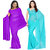 RK Fashions Multicolor Georgette Plain Saree With Blouse