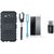 Samsung C9 Pro Shockproof Tough Defender Cover with Memory Card Reader, Free Selfie Stick, Tempered Glass, and LED Light