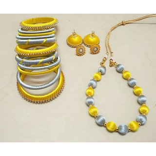 Silk thread jewellery set online shop