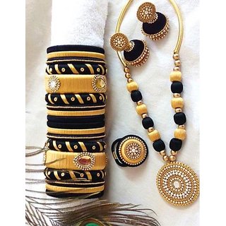 Buy Silk thread Jewellery set necklace with bangles and earrings Online 1750 from ShopClues