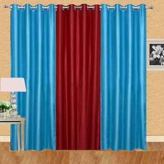 Idole Polyester Blue Red Plain Door Curtains 7 Feet In Idole Polyester Blue Red Plain Door Curtains 7 Feet In Height Pack Of