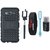 Oppo F5 Shockproof Kick Stand Defender Back Cover with Memory Card Reader, Selfie Stick, Digtal Watch and USB LED Light