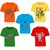 Set of 5 Cotton Multicolor Kid's Round Neck Printed T-shirt By Pari  Prince