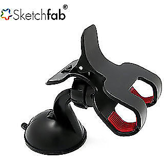 Universal Car Mobile Holder Double Clip Holder 360 Degree Rotating By Sketchfab -Assorted Color