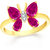 Vidhi Jewels Gold Plated Pink Pearl Butterfly Alloy  Brass Finger Ring for Women  Girls VFR354G