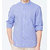 Men's Blue Linen Chinese Collar Poly-Cotton Shirts