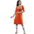 i-bought party Wear Orange Rayon lycra Kurti leggings Set  IB-110
