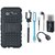 Moto G4 Plus Shockproof Tough Defender Cover with Memory Card Reader, Selfie Stick, Earphones, OTG Cable and USB LED Light