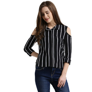black cold shoulder shirt