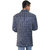 Matelco Men's Blue Check Regular Fit Casual Buttoned Wool Coat