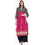 Varkha Fashion Women's Pink Printed Long A-line Stitched Kurti