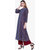 Varkha Fashion Women's Blue Printed Long A-line Stitched Kurti