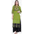 Varkha Fashion Women's Green Block Print Long Straight Stitched Kurti