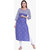 Varkha Fashion Women's Blue Printed Long Straight Stitched Kurti