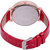 DS FASHION Red Leather Strap Diomand Plated White Bold Round Dial Analog Watch - For Girls And Womens - MX-RD2802