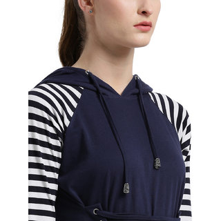 Buy Texco Women Maroon White Raglan Sleeve Hooded Front Tie Up Grommets Detailed Dress Online 1199 From Shopclues