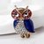 STRIPES Blue/ Red / Gold Owl Shape Brooch for Girls  Women.