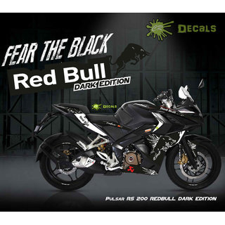 Buy CR Decals PULSAR RS 200 Custom Decals/Stickers DARK REDBULL Edition ...