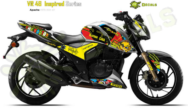 Buy Cr Decals Apache Rtr 0 4v Custom Decals Stickers Vr46 Edition Kit Online Get 49 Off