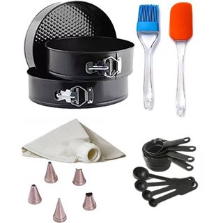 Mould Combo of Spring Form, Spatulla, Brush, Measuring Cup, Icing Bag  Nozzle