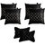 Lushomes Premium Black Car Set (4 pcs Cushions & 2 pcs Neck rest Pillow) with Artistic Stitch