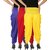 Culture the Dignity Women's Lycra Side Plated Dhoti Patiala Salwar Harem Pants Combo - C_SP_DH_B1RY - Blue - Red - Yellow - Pack of 3