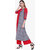 Varkha Fashion Women's Blue Floral Long A-line Stitched Kurti