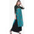 Varkha Fashion Women's Green Floral Long Straight Stitched Kurti
