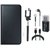 Samsung C7 Pro Leather Flip Cover with Kick Stand with Memory Card Reader, Selfie Stick, Earphones and USB Cable