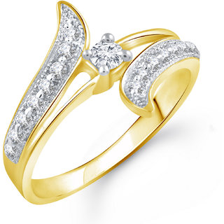 Vighnaharta Glowing Shine (CZ) Gold and Rhodium Plated Alloy Ring for Women and Girls