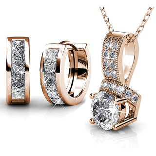 RM Jewellers 92.5 Sterling Silver American Diamond Stylish Pendant Set For Women ( RMJPS8881 )