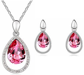 RM Jewellers 92.5 Sterling Silver American Diamond Beautiful Pendant Set For Women ( RMJPS88811 )