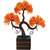 Adaspo Artificial Plant in pumpkin orange leaves With Natural Wooden pot(23 cm)