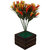 Adaspo Artificial Plant with Kakiro Orange  Yellow Flower in Natural Wooden pot(21 cm)