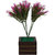 Adaspo Artificial Plant with Magenta & White Flower in Natural Wooden pot(21 cm)