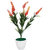 Adaspo Artificial Plant Plant with Kakiro Orange flowers in Melamine Fancy Round White Pot (42 cm)