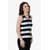 Texco Women Black & White Stripe Sleeve less V' neck tank top