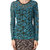 Texco Women Teal Blue Lace Full sleeve Round neck Top
