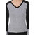 Texco Women Grey & Black Solid Full sleeve V' neck Top