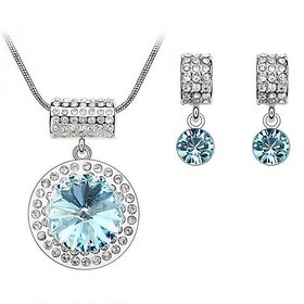 RM Jewellers 92.5 Sterling Silver American Diamond Blossom Pendant Set For Women ( RMJPS88816 )