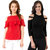 Aashish Garments - Combo of 2 Tops (Red Ruffle Top + Black Cold Shoulder Top)