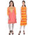 Meia combo pack of fresh peach and yellow coloured printed cotton kurtis