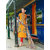 Shruti Cretion Women's Orange Embroidered Semi- Stitched Cotton Dress Material