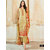 Shruti Cretion Women's Yellow Embroidered Semi- Stitched Cotton Satin Dress Material