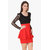 Texco Women Black & Red Self design Full sleeve Scoop neck Dress