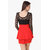 Texco Women Black & Red Self design Full sleeve Scoop neck Dress