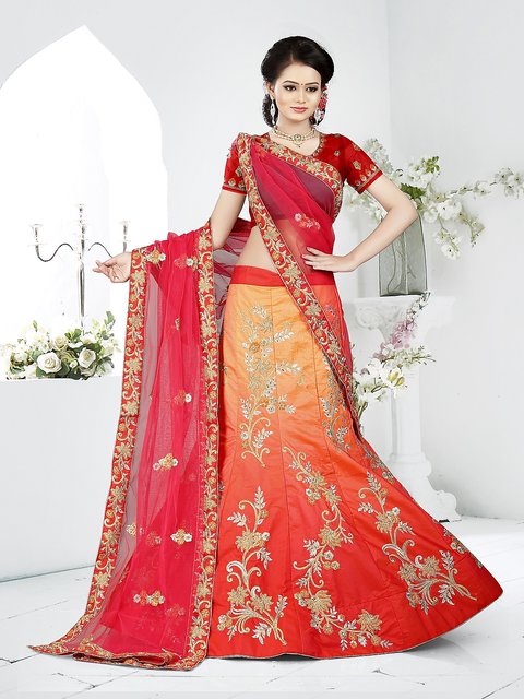 Red Bandhej Saree with Flower Design - Rana's by Kshitija