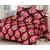 Bright  Vibrant Maroon with Pink Flowers printed Cotton Double Bed Sheet with pillow covers (Set of 3)