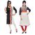 Meia combo pack of black and offwhite kurtis with a dash of orange